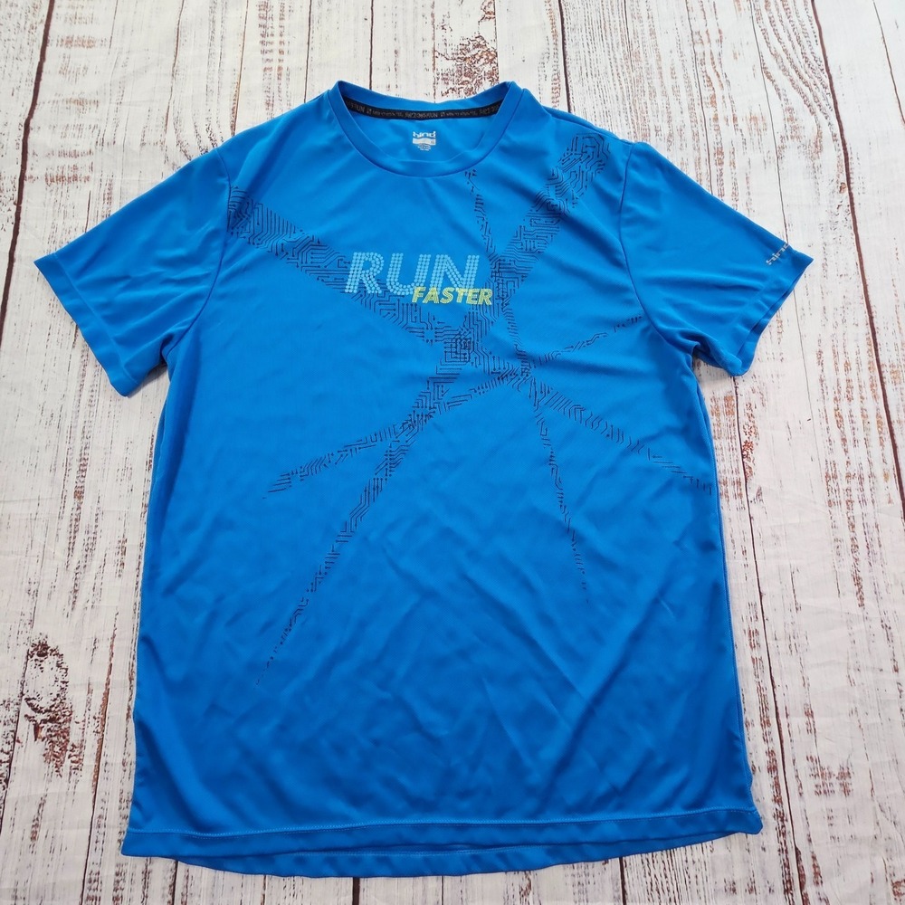Hind Run Faster 24*7/365 Run Blue Short Sleeve Performance T-Shirt Men's XL
